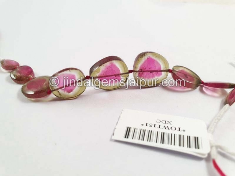 Watermelon Tourmaline Smooth Slices Beads