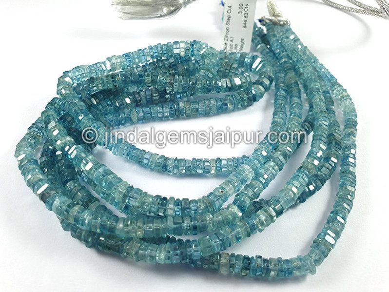 Blue Zircon Step Cut Bolt Shape Beads