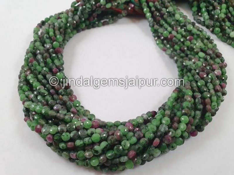 Ruby Zoisite Faceted Coin Beads