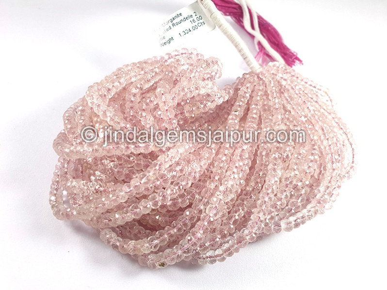 Pink Morganite Faceted Roundelle Shape Beads