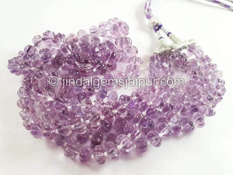 Pink Amethyst Carved Pumpkin Shape Beads