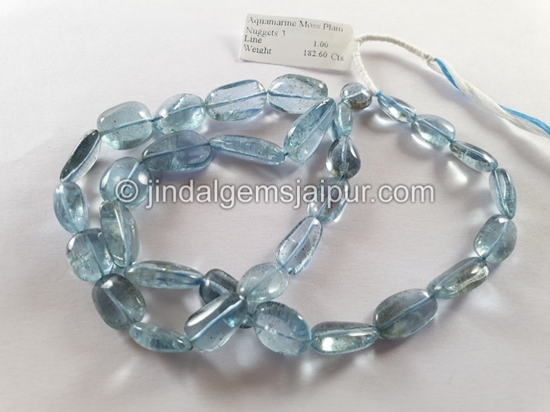 Moss Aquamarine Smooth Nuggets Beads