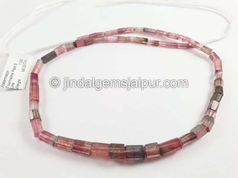 Watermelon Tourmaline Pipe Shape Beads