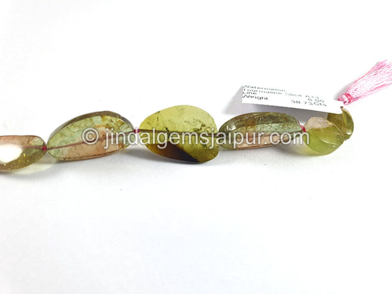 Watermelon Tourmaline Smooth Slices Beads