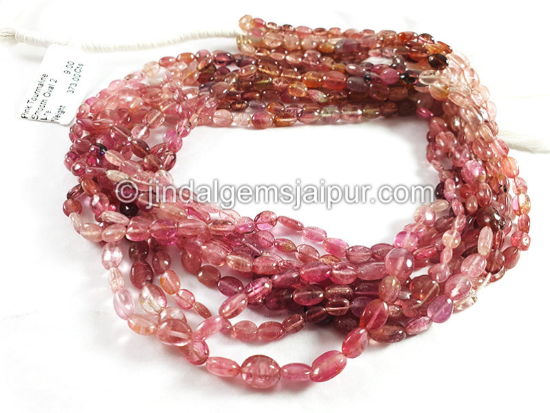 Pink Tourmaline Smooth Oval Shape Beads