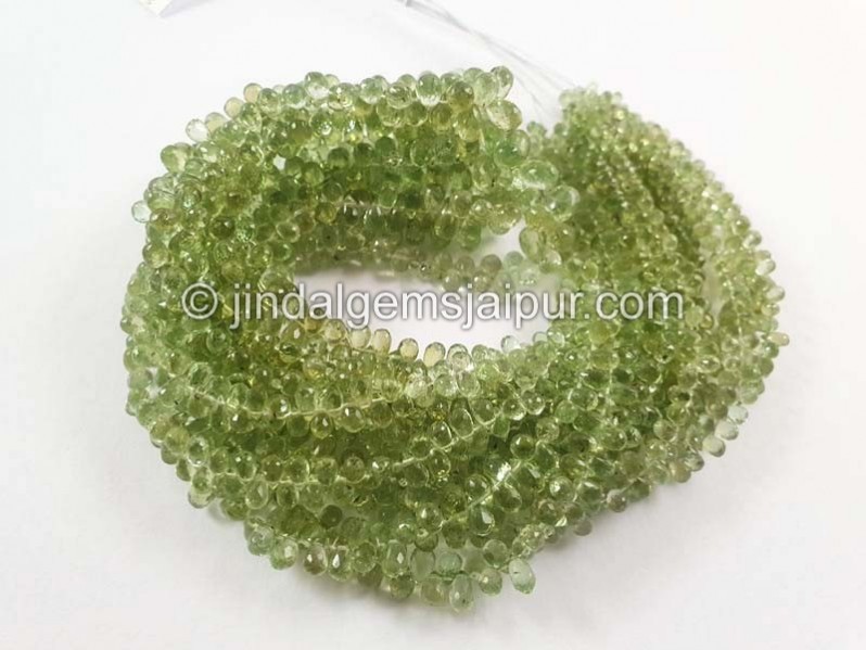 Basil Green Tourmaline Faceted Drops Beads