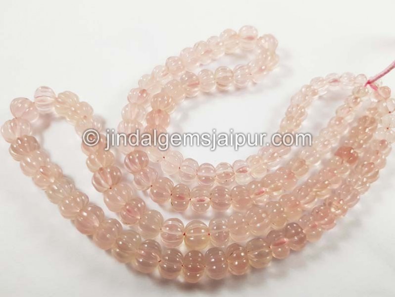 Rose Quartz Carved Pumpkin Beads