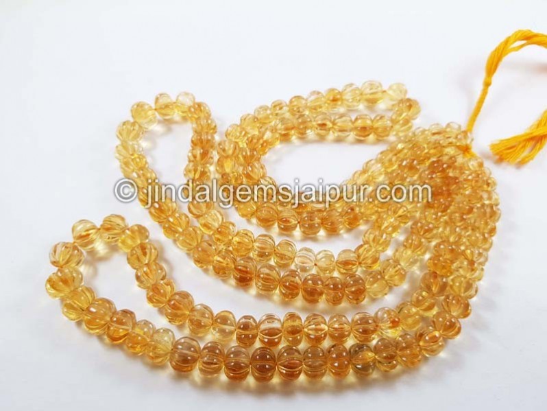 Citrine Carved Pumpkin Beads