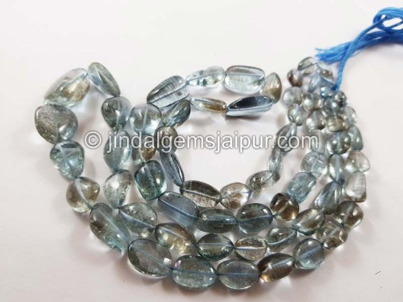 Blue Golden Mosss Aquamarine Smooth Nugget Beads