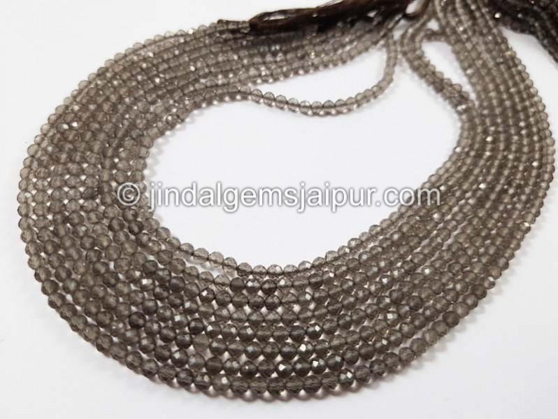 Smoky Quartz Micro Cut Round Beads