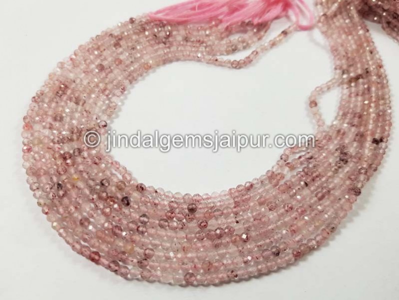 Pink Strawberry Quartz Micro Cut Round Beads