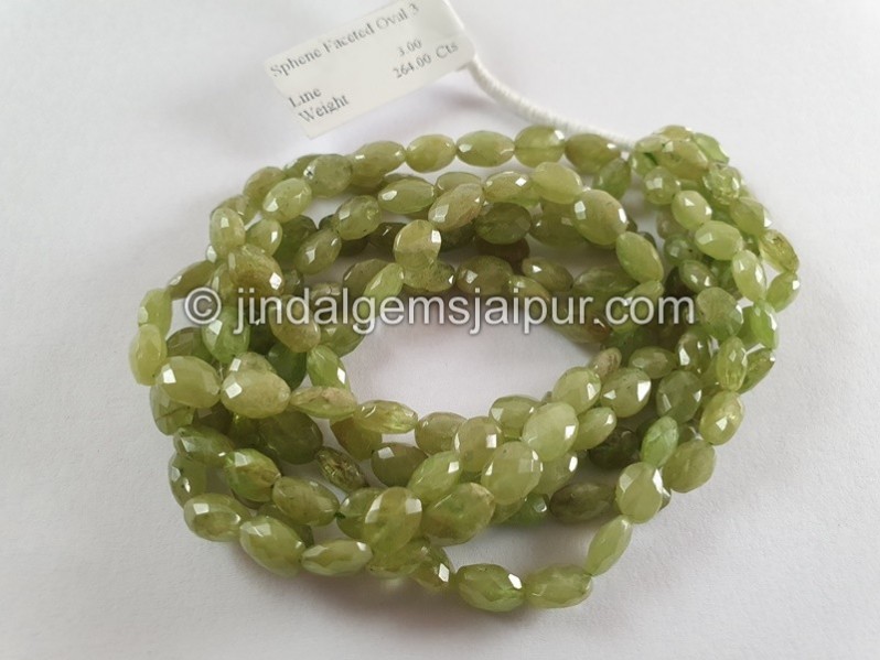 Sphene Faceted Oval Beads