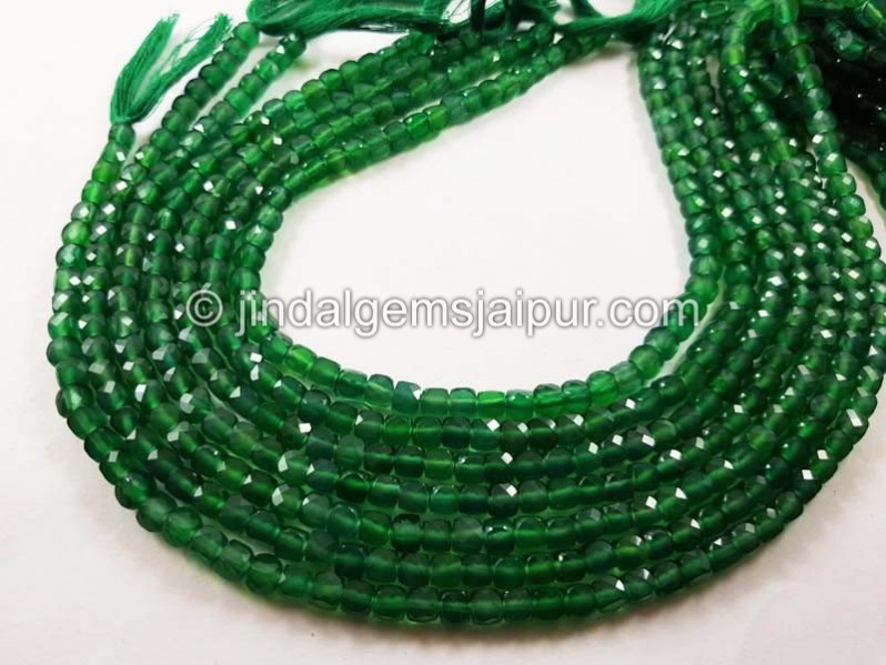 Green onyx micro cut cube beads