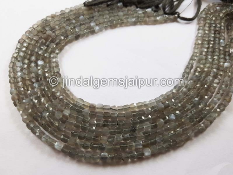 Grey Moonstone micro cut cube beads