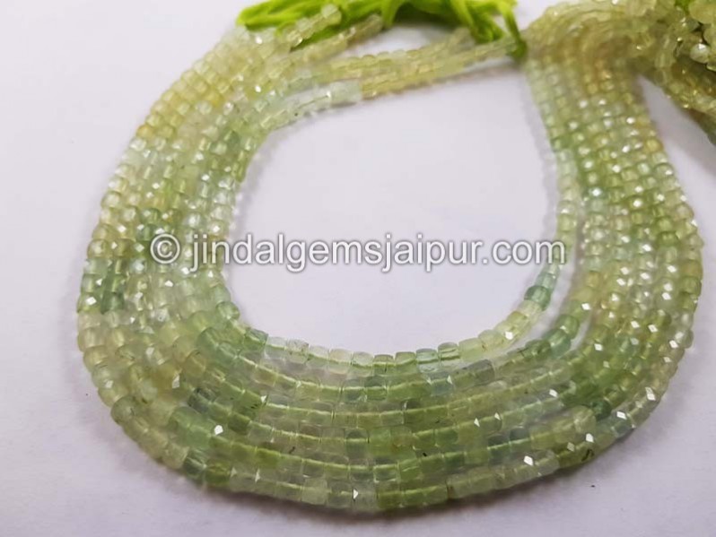 Multi prehnite micro cut cube beads