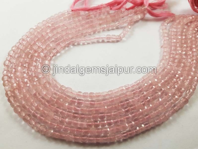 Rose quartz micro cut cube beads