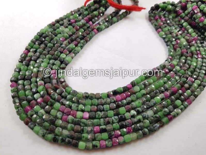 Ruby Zoisite micro cut cube beads