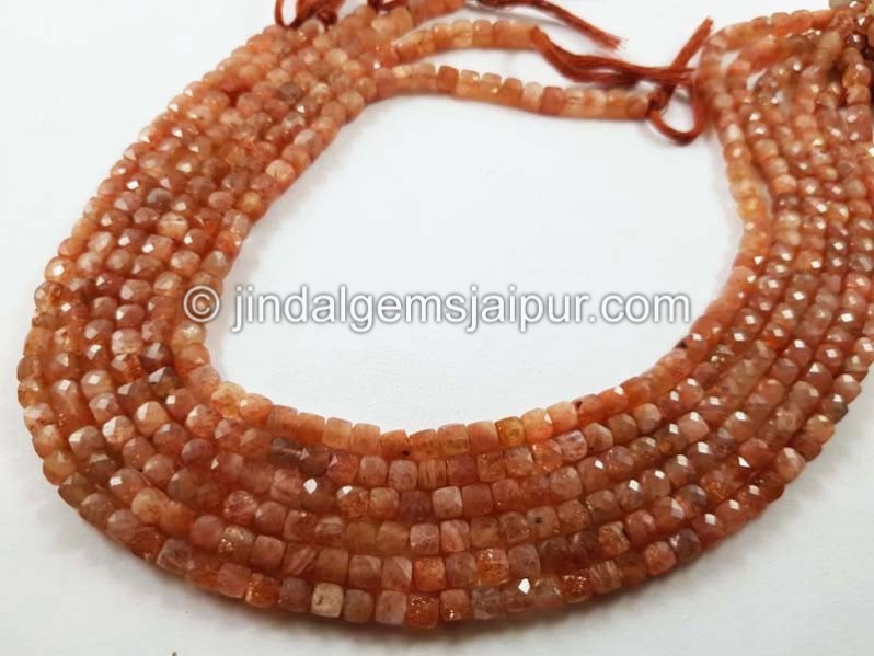 Sunstone micro cut cube beads