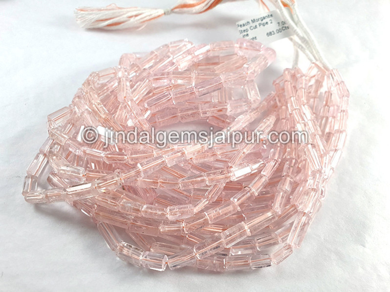 Peach Morganite Step Cut Pipe Shape Beads