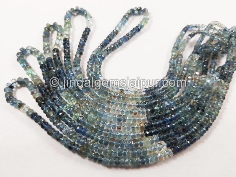 Moss Aquamarine Shaded Faceted Roundelle Beads