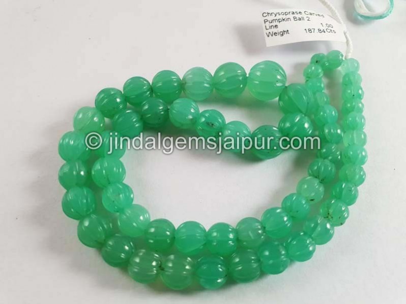 Chrysoprase Carved Pumpkin Balls Beads