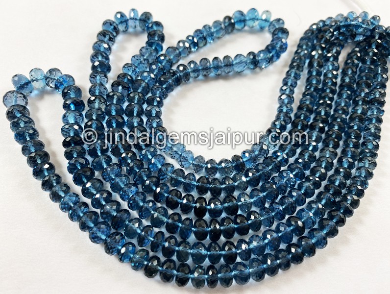 London Blue Topaz Far Faceted Roundelle Beads