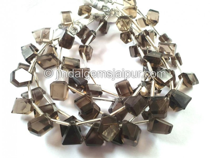 Smoky Quartz Shaded Faceted Fancy Nugget Beads