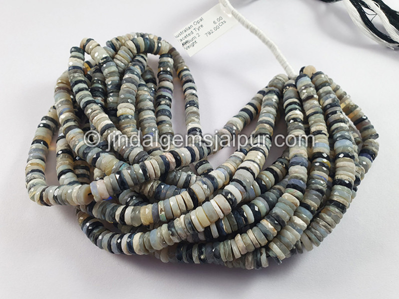 Australian Opal Faceted Tyre Shape Beads