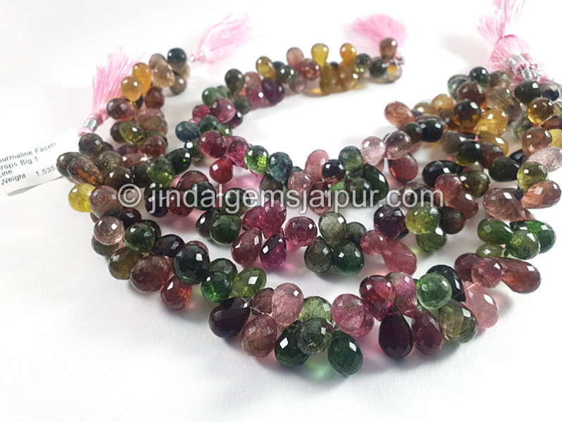 Tourmaline Faceted Drops Shape Big Beads