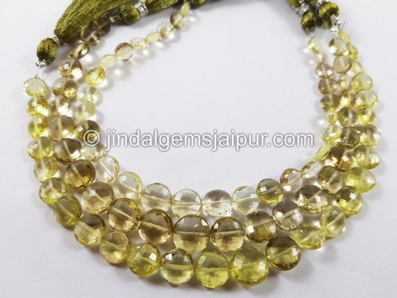 Champagne Quartz Faceted Coin Beads