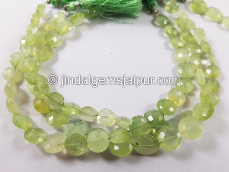 Prehnite Faceted Coin Beads