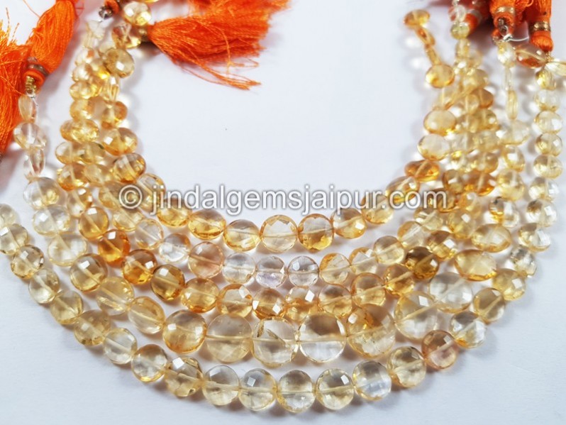 Citrine Faceted Coin Beads