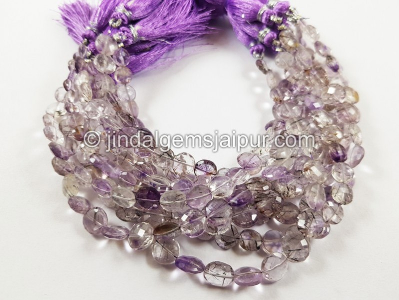 Moss Amethyst Faceted Coin Beads