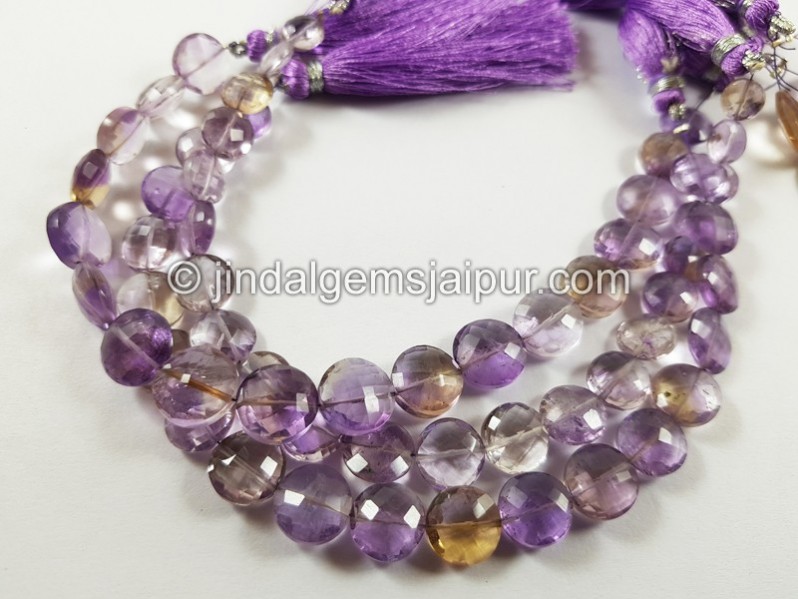Ametrine Faceted Coin Beads