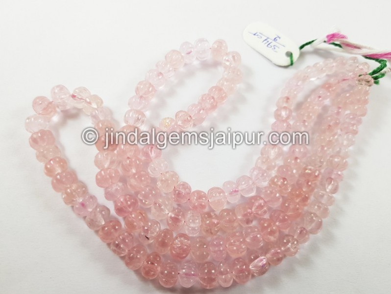 Pink Morganite Carved Pumpkin Beads