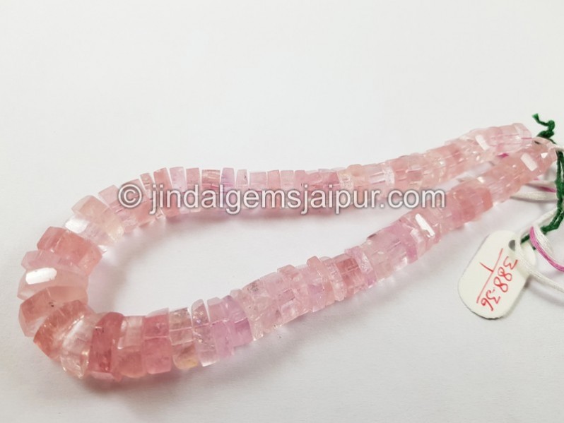 Pink Morganite Step Cut Roundelle Beads