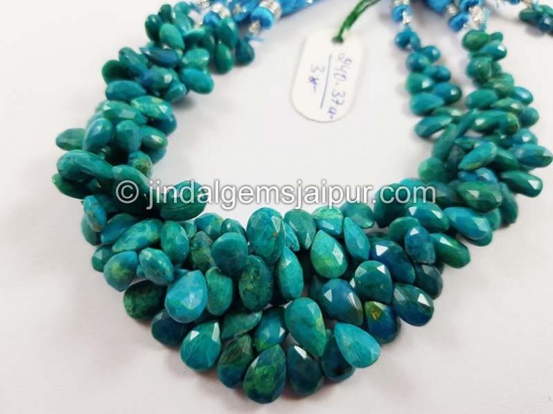 Blue Chrysocolla Faceted Pear Beads