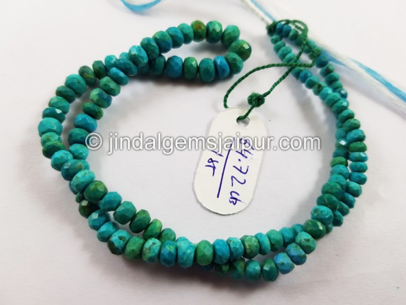 Blue Chrysocolla Faceted Roundelle Beads