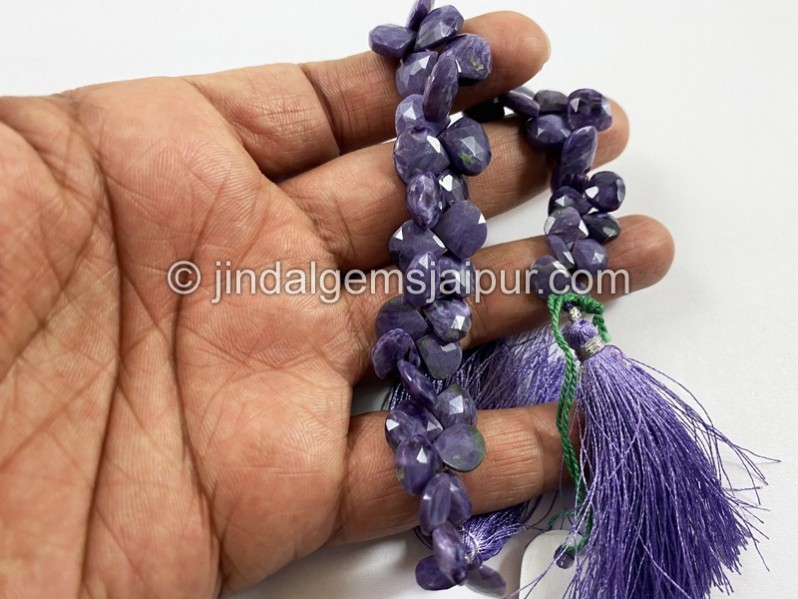 Charoite Faceted Heart Beads