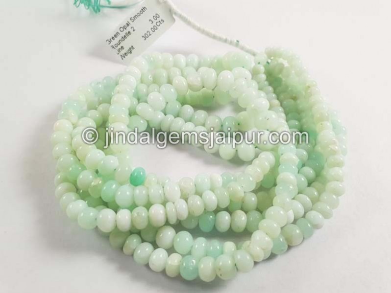 Green Opal Smooth Roundelle Shape Beads