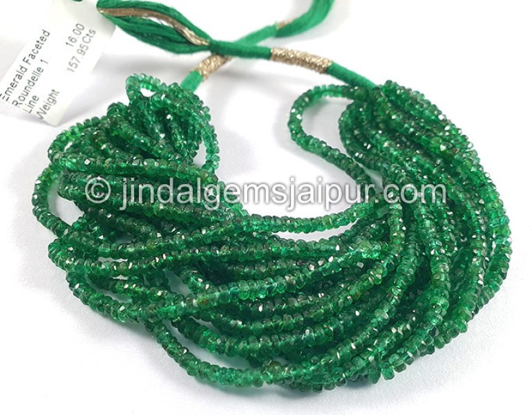 Emerald Faceted Roundelle Shape Beads