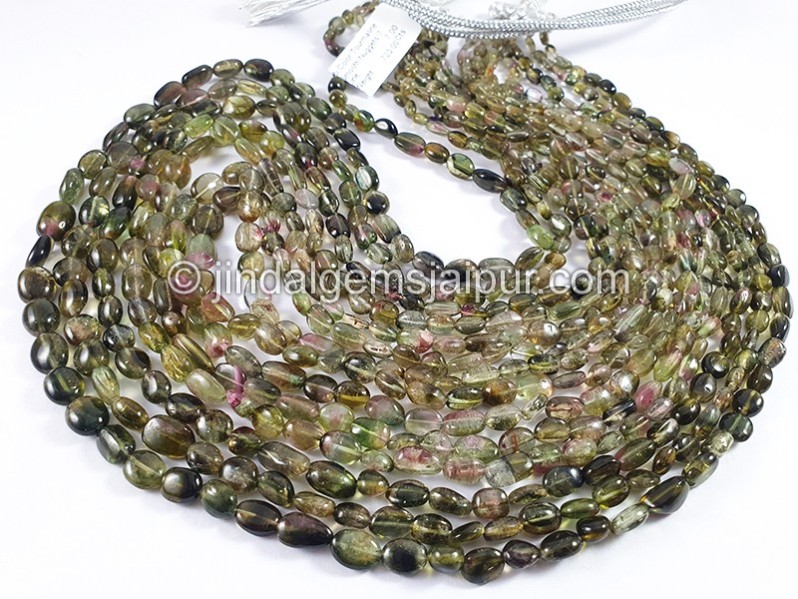 Bi Color Tourmaline Smooth Nuggets Shape Beads