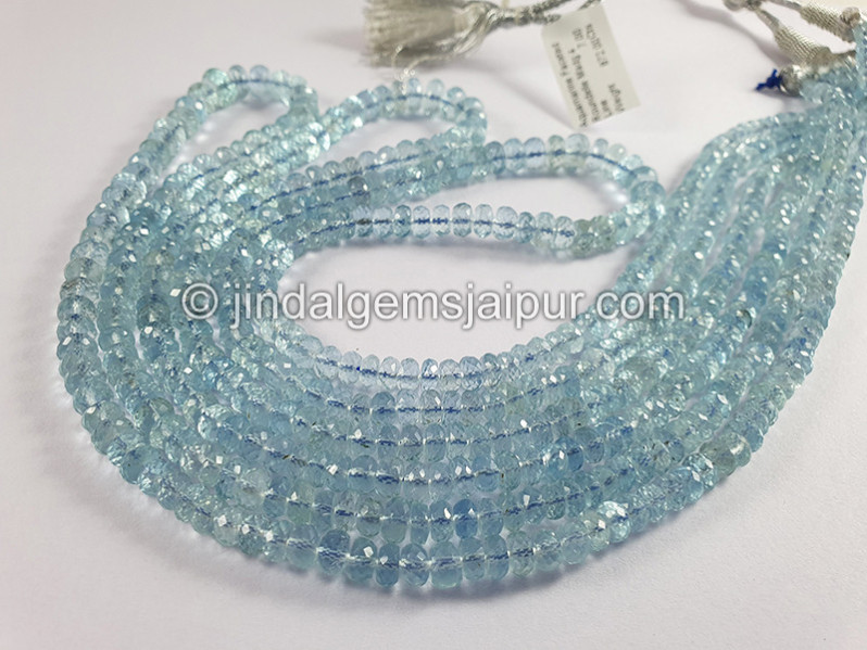 Aquamarine Faceted Roundelle Shape Beads