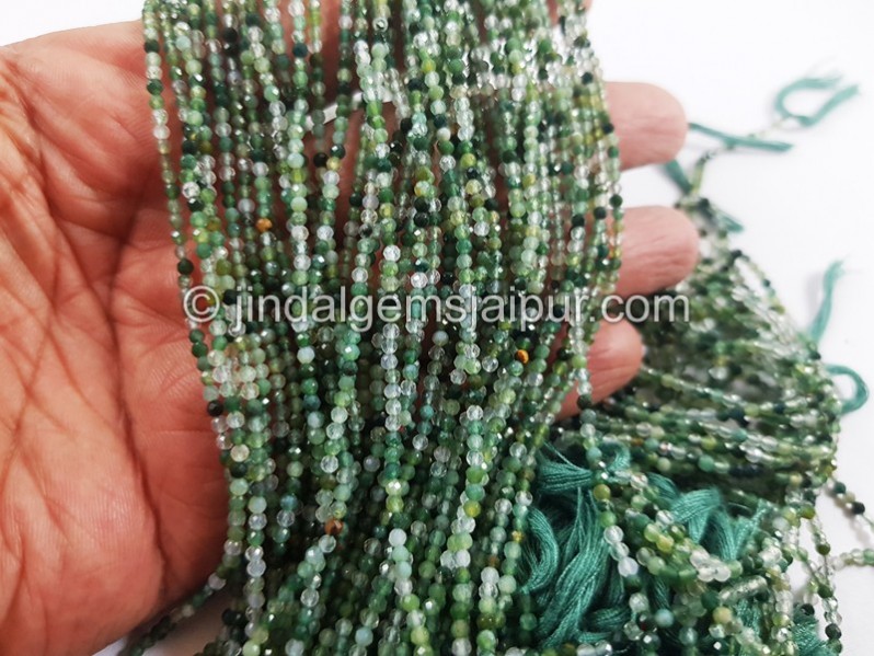 Green Rutile Micro Cut Round Beads