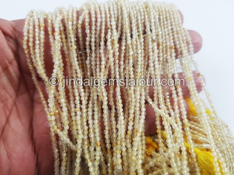 Golden Rutile Micro Cut Round Beads