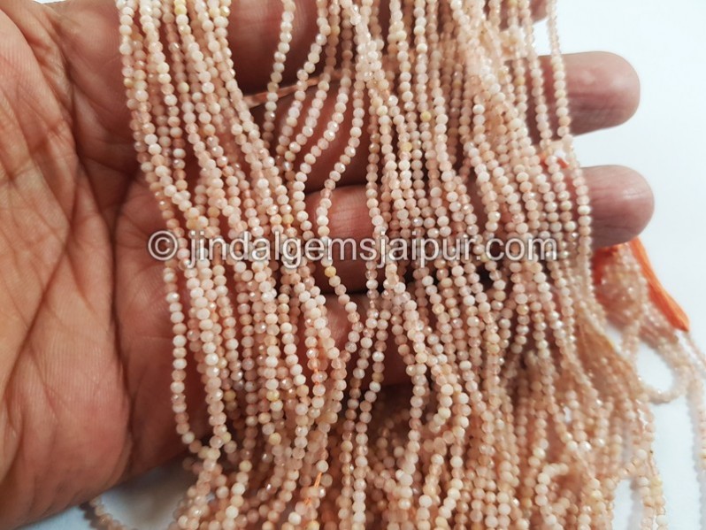 Peach Moonstone Micro Cut Round Beads