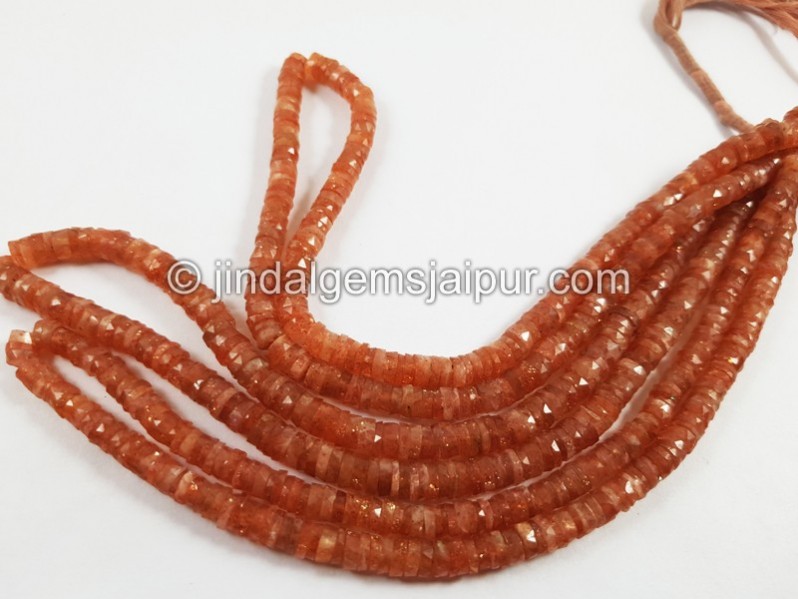 Sunstone Faceted Tyre Beads