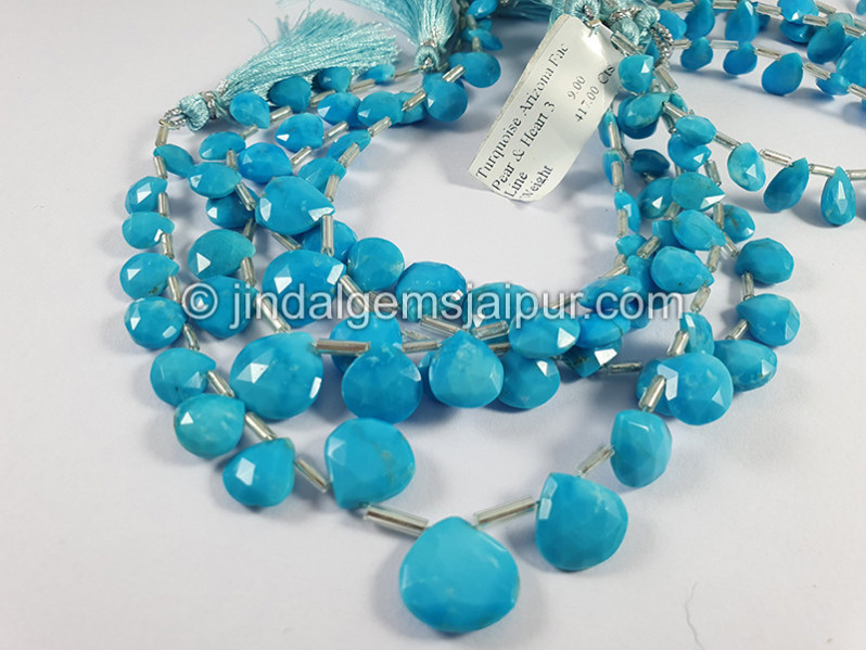 Turquoise Arizona Faceted Heart Shape Beads