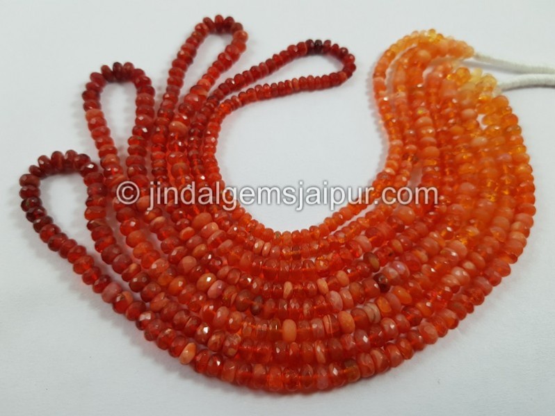 Fire Opal Faceted Roundelle Beads