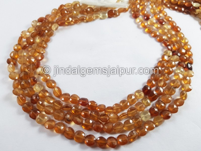 Hessonite Faceted Coin Beads